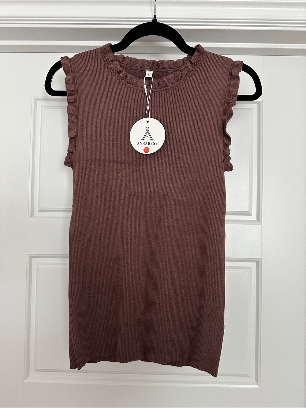ANRABESS Ribbed Tank Top Ruffle Style Crew Neck - Picture 4 of 5